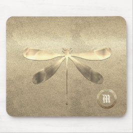 Chic Gold Dragonfly Monogrammed Muismat