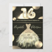 Chic Gold Dress Confetti Stippen Sweet 16 Kaart (Voorkant)