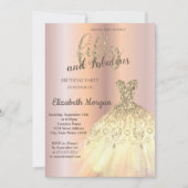 Chic Gold Dress, Roos Gold 50e verjaardag Kaart (Voorkant)