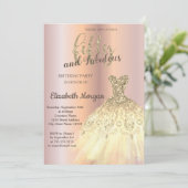 Chic Gold Dress, Roos Gold 50e verjaardag Kaart (Staand voorkant)