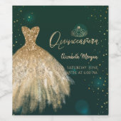 Chic Gold Dress Tiara, Diamonds Green Quinceañera Wijn Etiket (Enkel label)