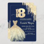 Chic Gold Drips Dress Navy Blue 18th Birthday Kaart<br><div class="desc">Elegant goudglitter druipt en elegante jurk op blauw marineschool.</div>