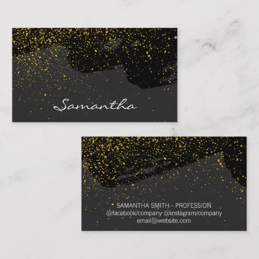 Chic Gold Dust Black geborsteld Visitekaartje (Voorkant / Achterkant)