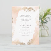 Chic Gold Dust & Blush Waterverf Wedding Kaart (Staand voorkant)