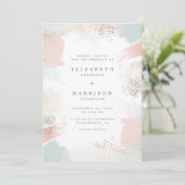Chic Gold Dust & Painterly Brush Strokes Wedding Kaart (Staand voorkant)