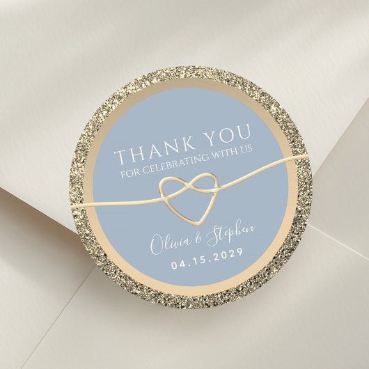 Chic Gold Dusty Blue Wedding Stickers voor Favorie