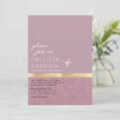 Chic Gold Dusty Mauve Glitter Color Block Wedding Kaart (Staand voorkant)