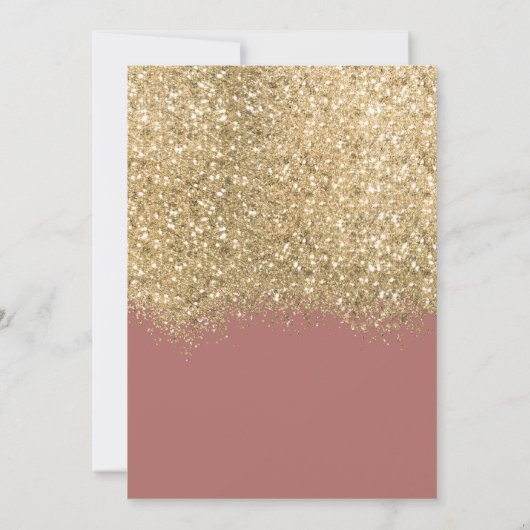 Chic Gold Dusty Roos Glitter Confetti Wedding Save The Date (Achterkant)