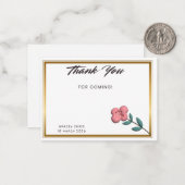 Chic Gold Edge Thank You Note | Customizable Event Notitiekaartje (Voorkant / Achterkant in situ)