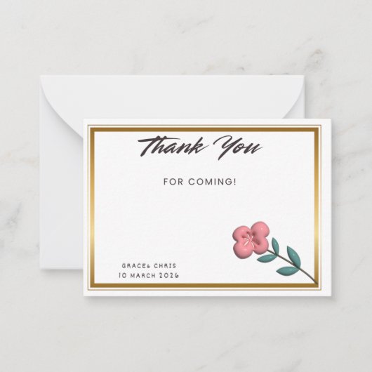 Chic Gold Edge Thank You Note | Customizable Event Notitiekaartje (Voorkant)