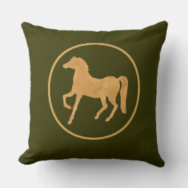 Chic Gold-effect Horse op Donkere Mossy Green Kussen