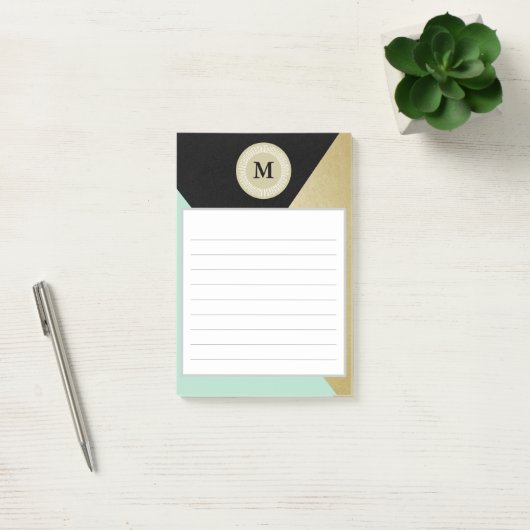 Chic Gold Effect Monogram Post It Notes (Kantoor)