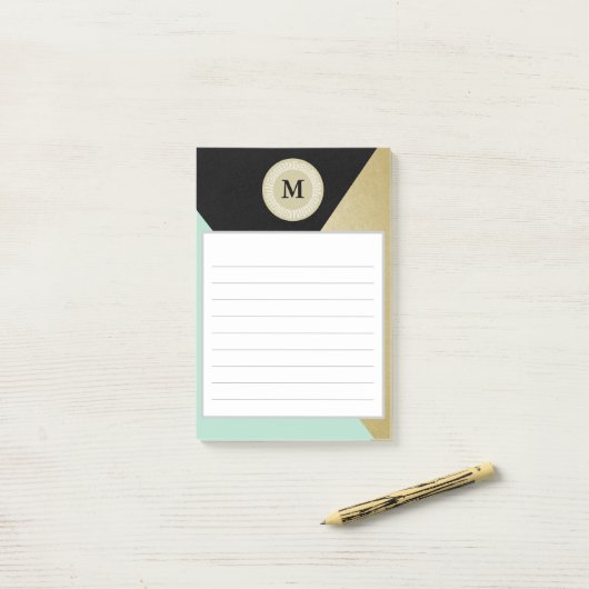 Chic Gold Effect Monogram Post It Notes (Op bureau)