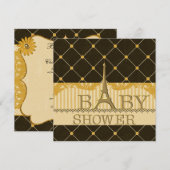 Chic Gold Eiffel Tower Baby shower Kaart (Voorkant / Achterkant)