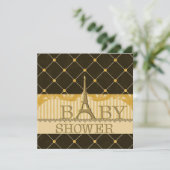 Chic Gold Eiffel Tower Baby shower Kaart (Staand voorkant)