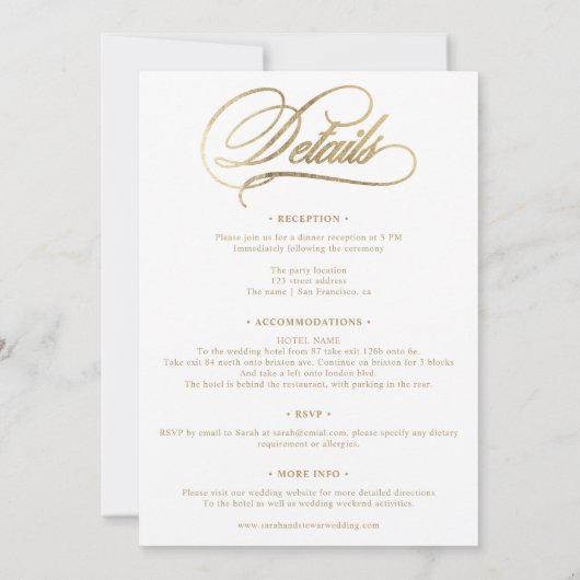 Chic Gold-elegant in één calligrafische bruiloft Kaart (Achterkant)