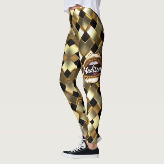 Chic Gold Elegant Lips Girly 2022 bday - aangepast Leggings (Links)