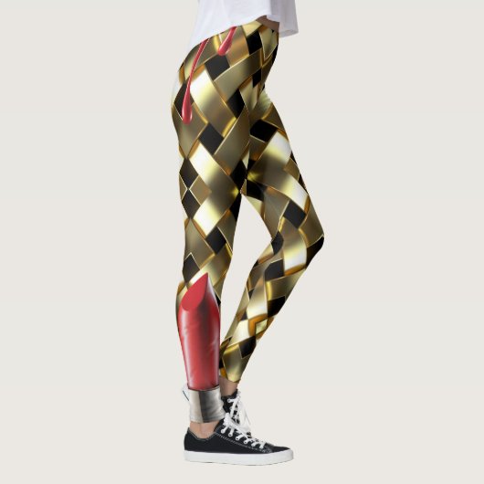 Chic Gold Elegant Lips Girly 2022 bday - aangepast Leggings (Rechts)