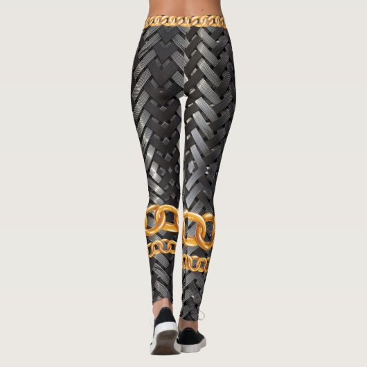 Chic Gold Elegant Lips Girly bday Custom Leggings (Achterkant)