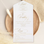 Chic Gold elegant script calligrafie bruiloft All In One Uitnodiging