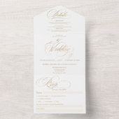 Chic Gold elegant script calligrafie bruiloft All In One Uitnodiging (Binnen)