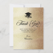 Chic Gold Elegant Zwart Script Foto Afstuderen Bedankkaart (Achterkant)