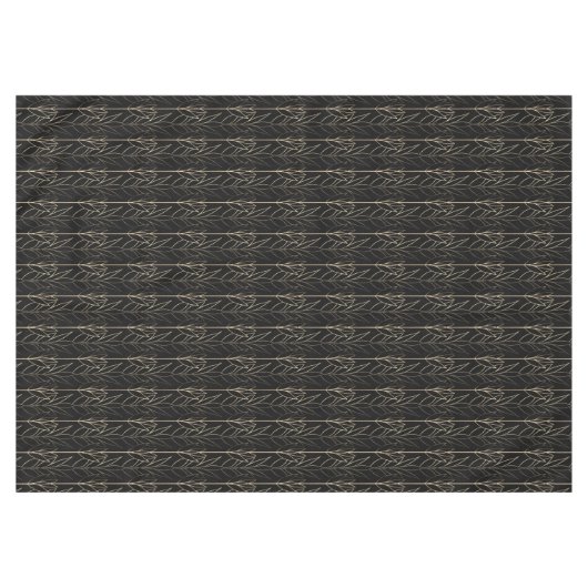 Chic Gold en Black Art Deco Leafy Pattern Classy Tafelkleed (Voorkant (Horizontaal))