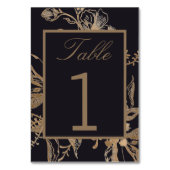 Chic Gold en Black Faux Metal Floral Wedding Table Kaart (Achterkant)