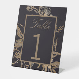 Chic Gold en Black Faux Metal Floral Wedding Table Reclamebord Met Voetstuk