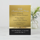 Chic Gold en Black Fiftieth Wedding Jubileum Kaart (Staand voorkant)