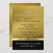 Chic Gold en Black Fiftieth Wedding Jubileum Kaart (Voorkant / Achterkant)