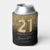 Chic Gold en Black Glitter 21e verjaardag Blikjeskoeler (Blikje Voorkant)