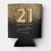 Chic Gold en Black Glitter 21e verjaardag Blikjeskoeler (Voorkant)
