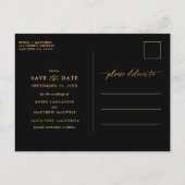 Chic Gold en Black Monogram Wedding Save the Date Briefkaart (Achterkant)