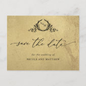 Chic Gold en Black Monogram Wedding Save the Date Briefkaart (Voorkant)