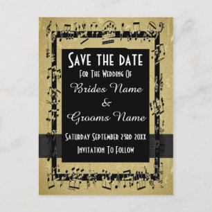 Chic gold en black save the date aankondigingskaart