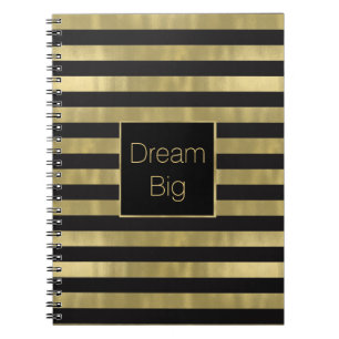 Chic Gold en Black Stripes Dream Big Specialized Notitieboek
