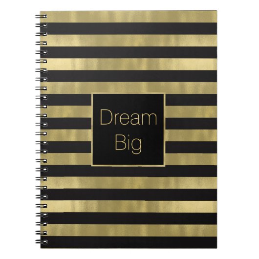 Chic Gold en Black Stripes Dream Big Specialized Notitieboek (Voorkant)