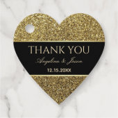 Chic Gold en Black Wedding Favoriet Bedankjes Labels (Voorkant)
