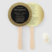 Chic Gold en Black Wedding Programma Handwaaier (Voorkant en achterkant)