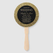 Chic Gold en Black Wedding Programma Handwaaier (Voorkant)