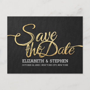 Chic Gold en Black Wedding Save the Date Briefkaar Aankondigingskaart