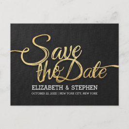 Chic Gold en Black Wedding Save the Date Briefkaar Aankondigingskaart