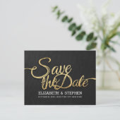 Chic Gold en Black Wedding Save the Date Briefkaar Aankondigingskaart (Staand voorkant)