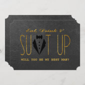 Chic Gold en Black ZULLEN U MIJN BESTE MAN ZIJN Kaart (Voorkant / Achterkant)