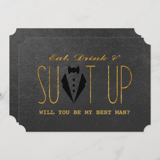 Chic Gold en Black ZULLEN U MIJN BESTE MAN ZIJN Kaart (Voorkant / Achterkant)