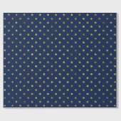Chic Gold en Blue Glam Polka Dots Cadeaupapier (Vlak)