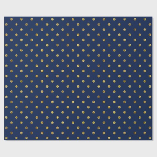 Chic Gold en Blue Glam Polka Dots Cadeaupapier (Vlak)