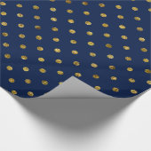 Chic Gold en Blue Glam Polka Dots Cadeaupapier (Hoek)