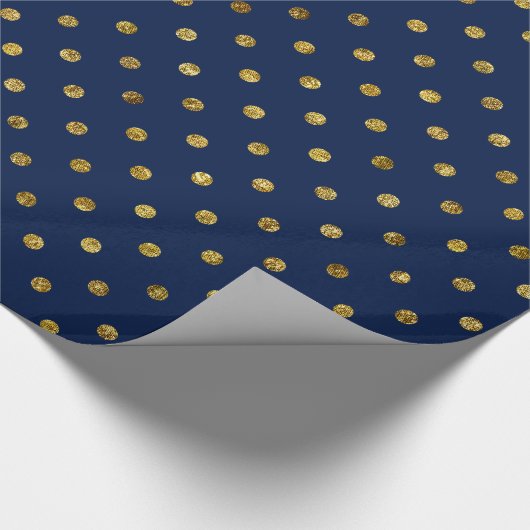 Chic Gold en Blue Glam Polka Dots Cadeaupapier (Hoek)